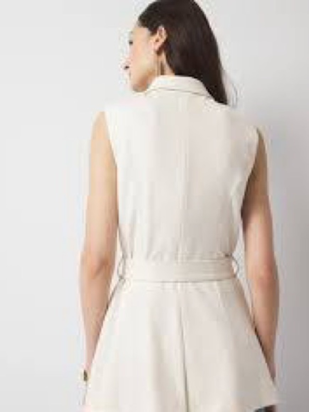 White House Black Market Cream Sleeveless Belted Blazer Vest - Picture 4 of 5
